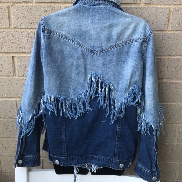 BLANKNYC frayed fringed denim jacket Sz XS - Picture 6 of 6